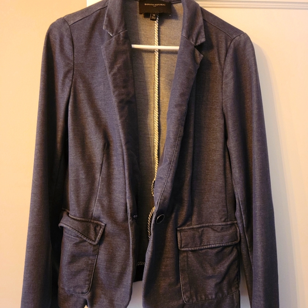 Banana republic factory stretch denim blazer sz 14